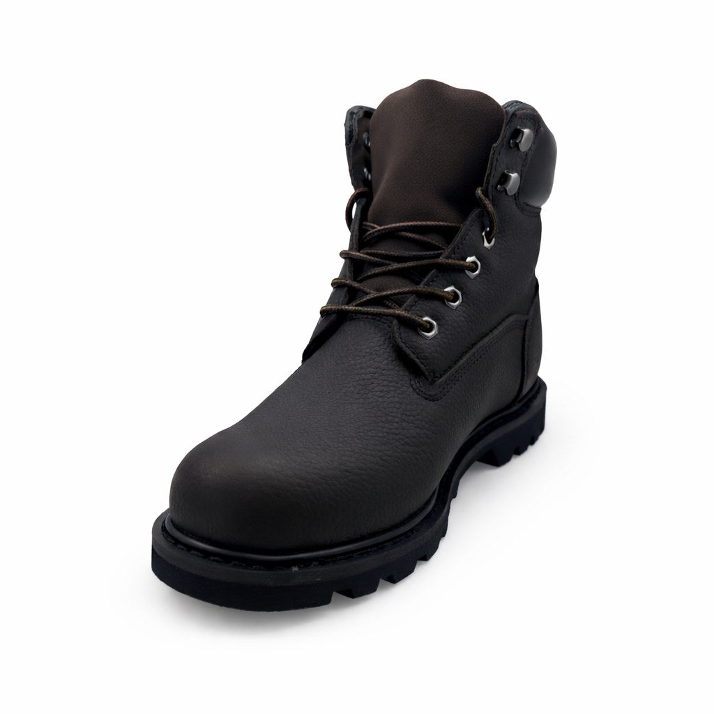 Black leather western work boot